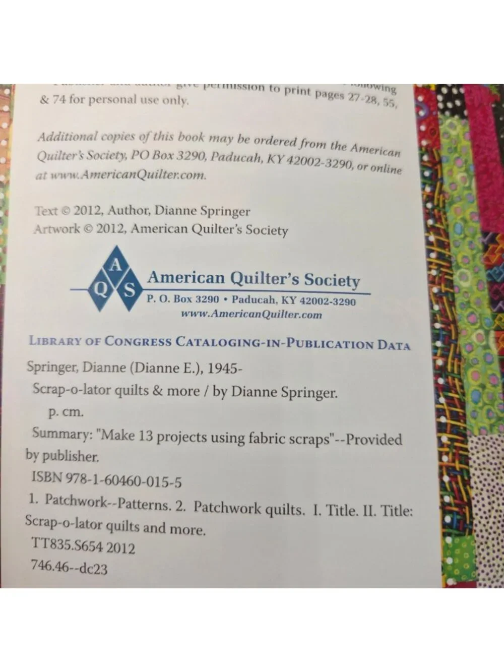 Scrap-O-Lator Quilts & More Dianne Springer Sewing Craft Book Beginners Experts